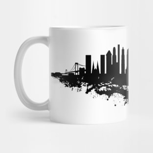 New York Skyline Watercolor Black and White Mug
